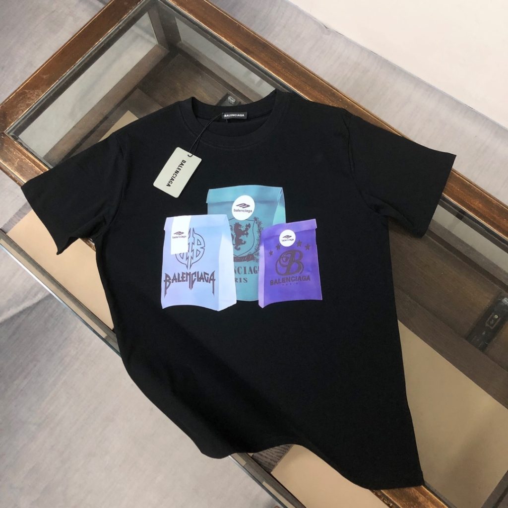 designer,replica,clothing,fake,1:1,lv,luxury,high quality BALENCIAGA Summer New Crew Neck Short-Sleeve T-Shirt (DO1O49)