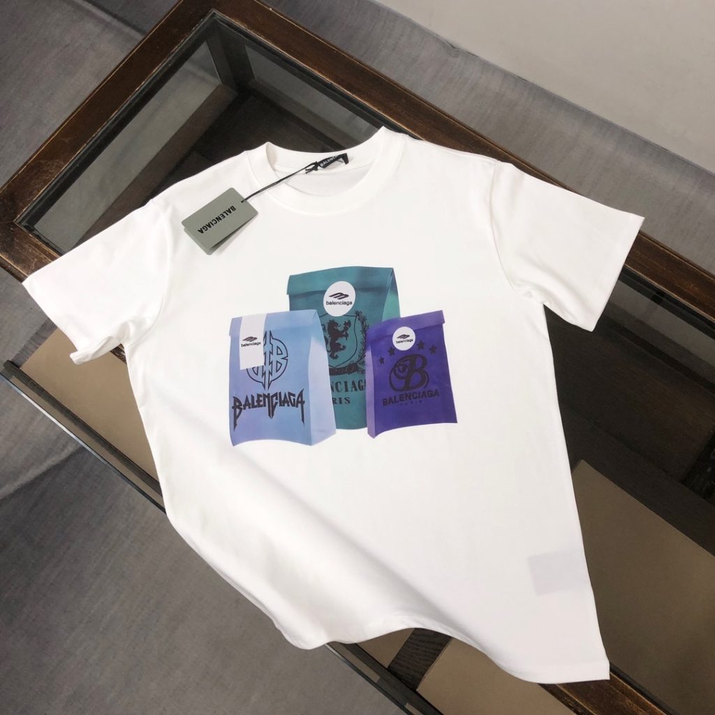designer,replica,clothing,fake,1:1,lv,luxury,high quality BALENCIAGA Summer New Crew Neck Short-Sleeve T-Shirt (EQR8GX)