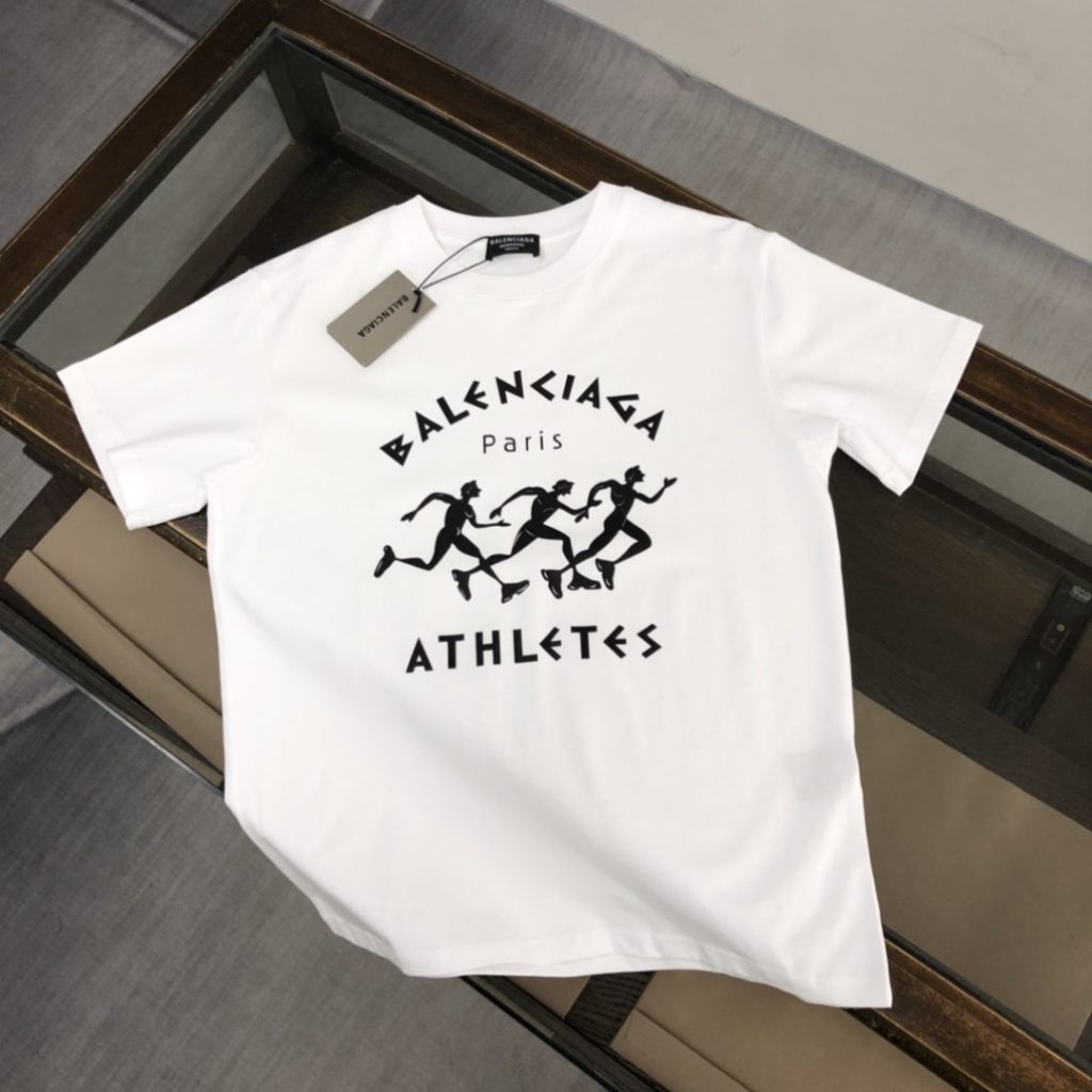 designer,replica,clothing,fake,1:1,lv,luxury,high quality BALENCIAGA Summer New Crew Neck Short-Sleeve T-Shirt (QBZKKB)