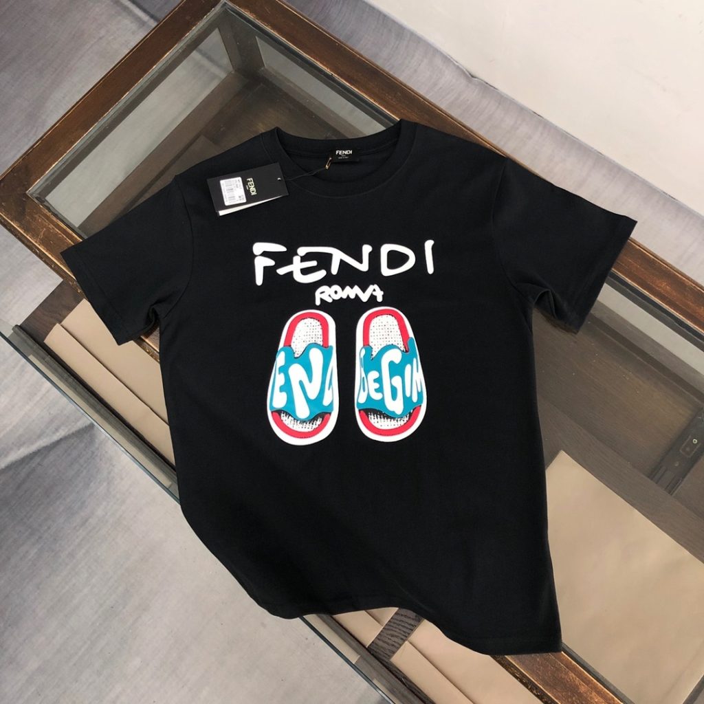 designer,replica,clothing,fake,1:1,lv,luxury,high quality FENDI Summer New Crew Neck Short-Sleeve T-Shirt (EIFK45)
