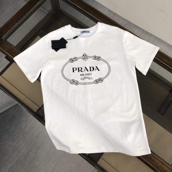 designer,replica,clothing,fake,1:1,lv,luxury,high quality PRADA Summer New Crew Neck Short-Sleeve T-Shirt (IA326J)