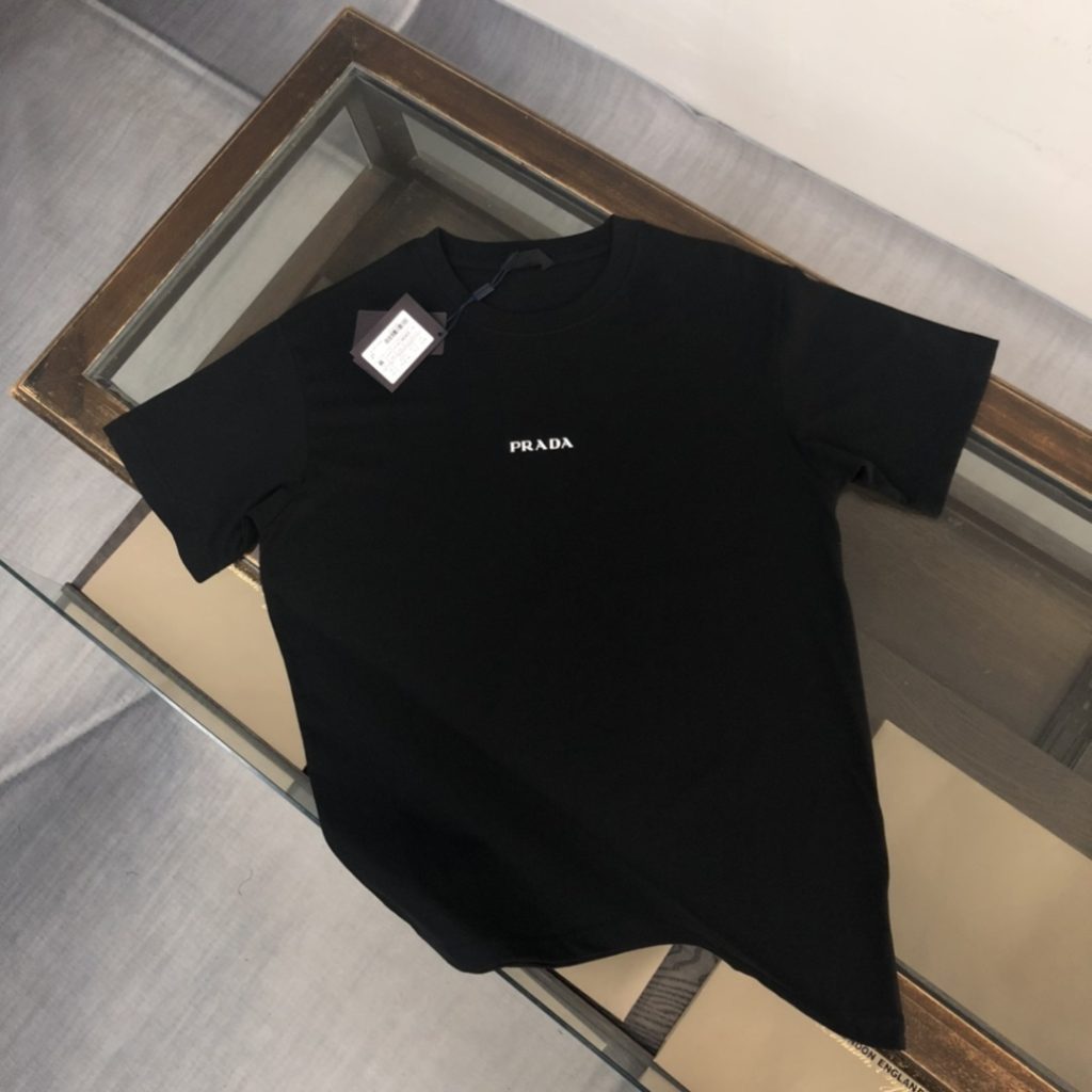 designer,replica,clothing,fake,1:1,lv,luxury,high quality PRADA Summer New Crew Neck Short-Sleeve T-Shirt (T3QE16)