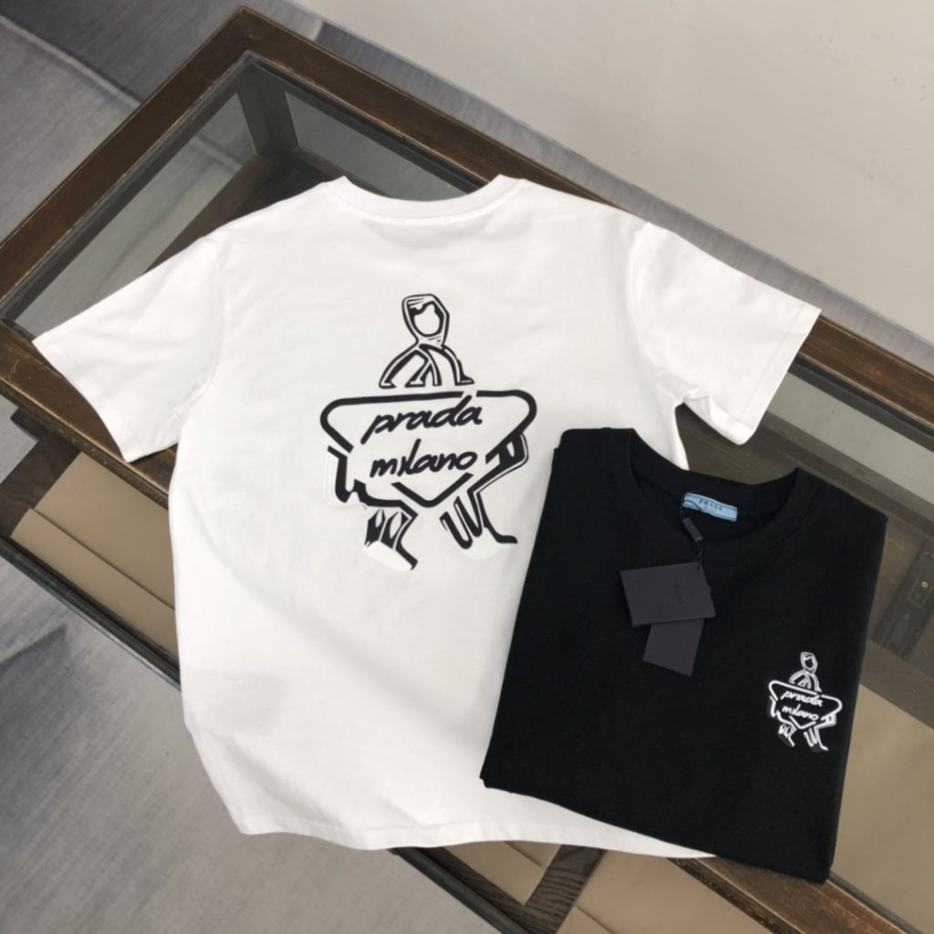 designer,replica,clothing,fake,1:1,lv,luxury,high quality PRADA Summer New Crew Neck Short-Sleeve T-Shirt (KN737U)