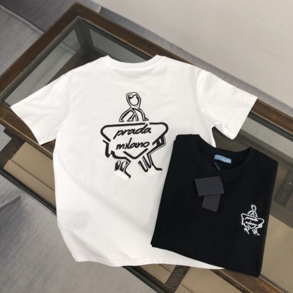 designer,replica,clothing,fake,1:1,lv,luxury,high quality PRADA Summer New Crew Neck Short-Sleeve T-Shirt (KN737U)