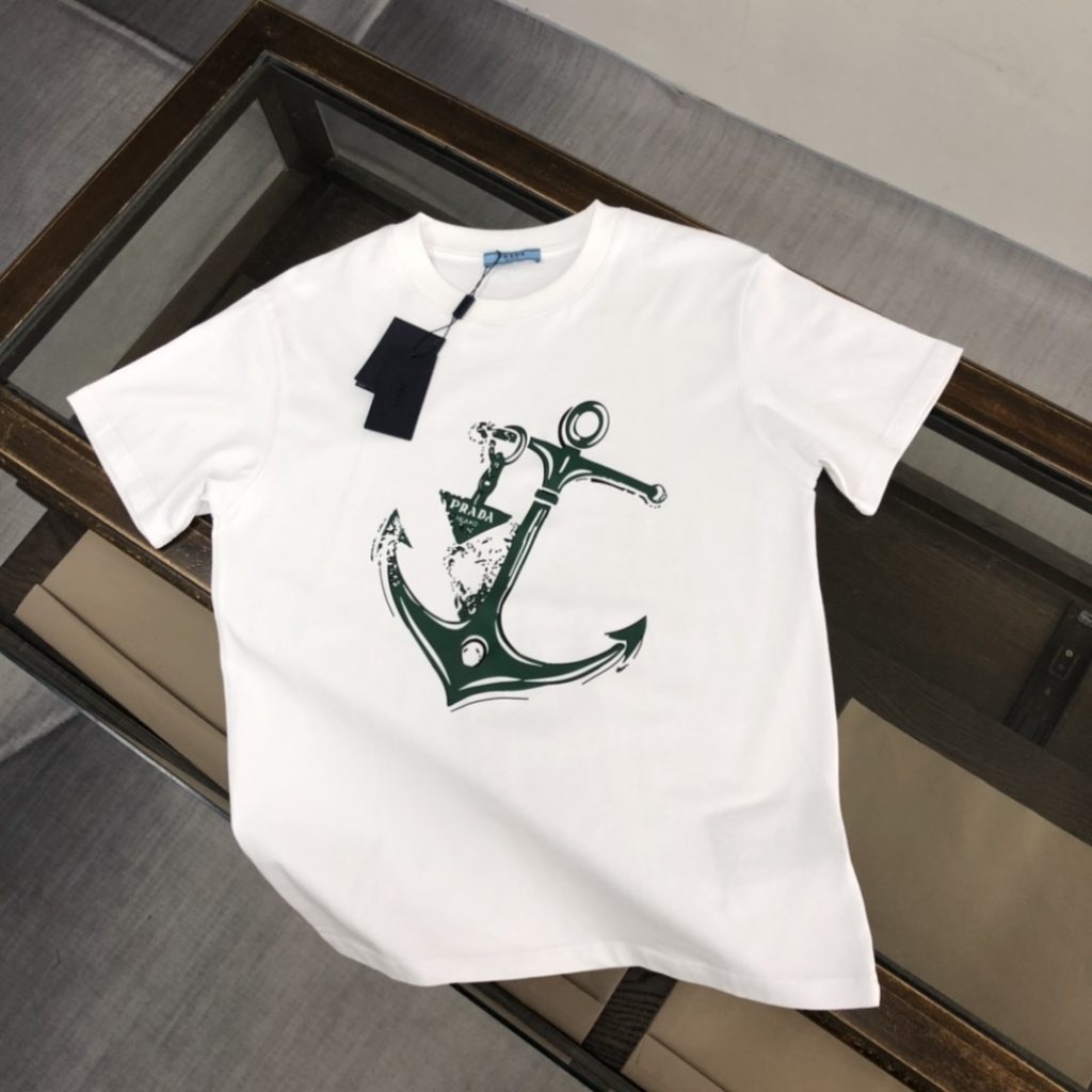 designer,replica,clothing,fake,1:1,lv,luxury,high quality PRADA Summer New Crew Neck Short-Sleeve T-Shirt (T1LSU9)