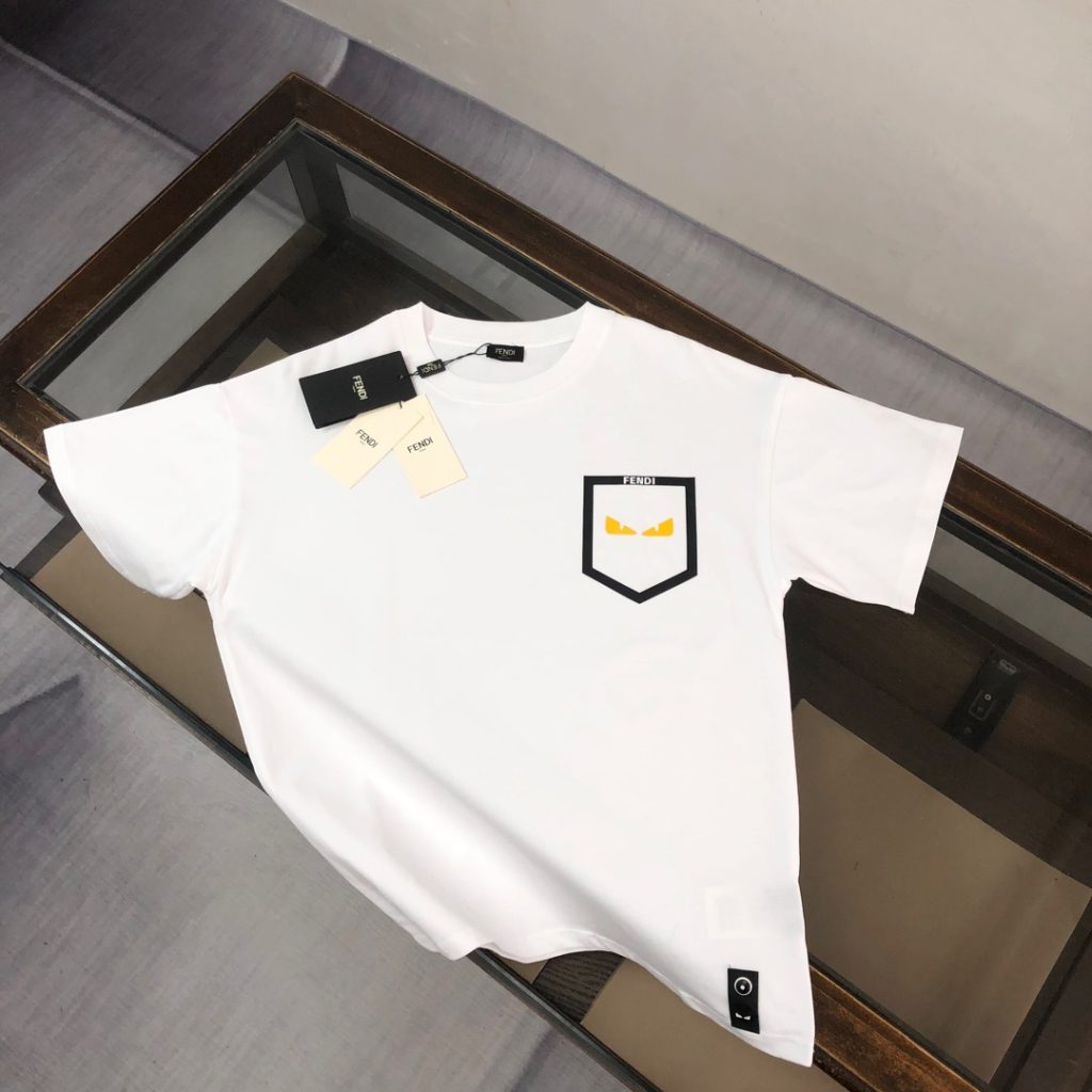designer,replica,clothing,fake,1:1,lv,luxury,high quality FENDI boutique style crew neck embroidered short-sleeved T-shirt (2JLJ1A)
