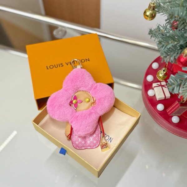 designer,replica,clothing,fake,1:1,lv,luxury,high quality Louis Vuitton Red VIVIENNE Sunflower Mink Keychain (B8X79G)