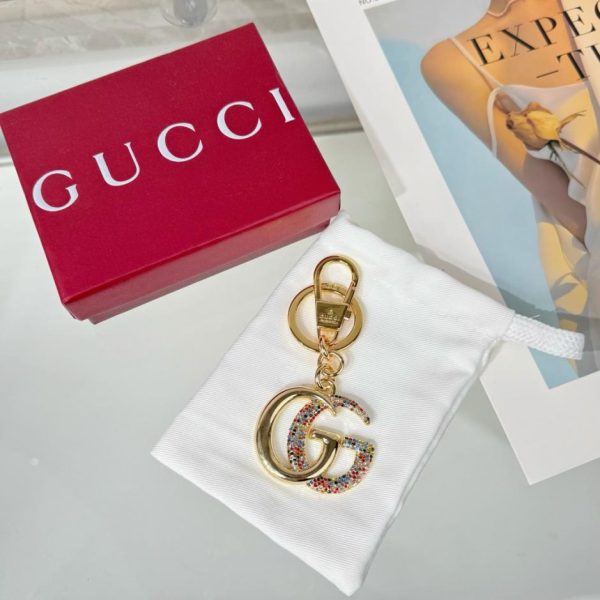 designer,replica,clothing,fake,1:1,lv,luxury,high quality Gucci double G diamond-encrusted keychain (6EOX7W)