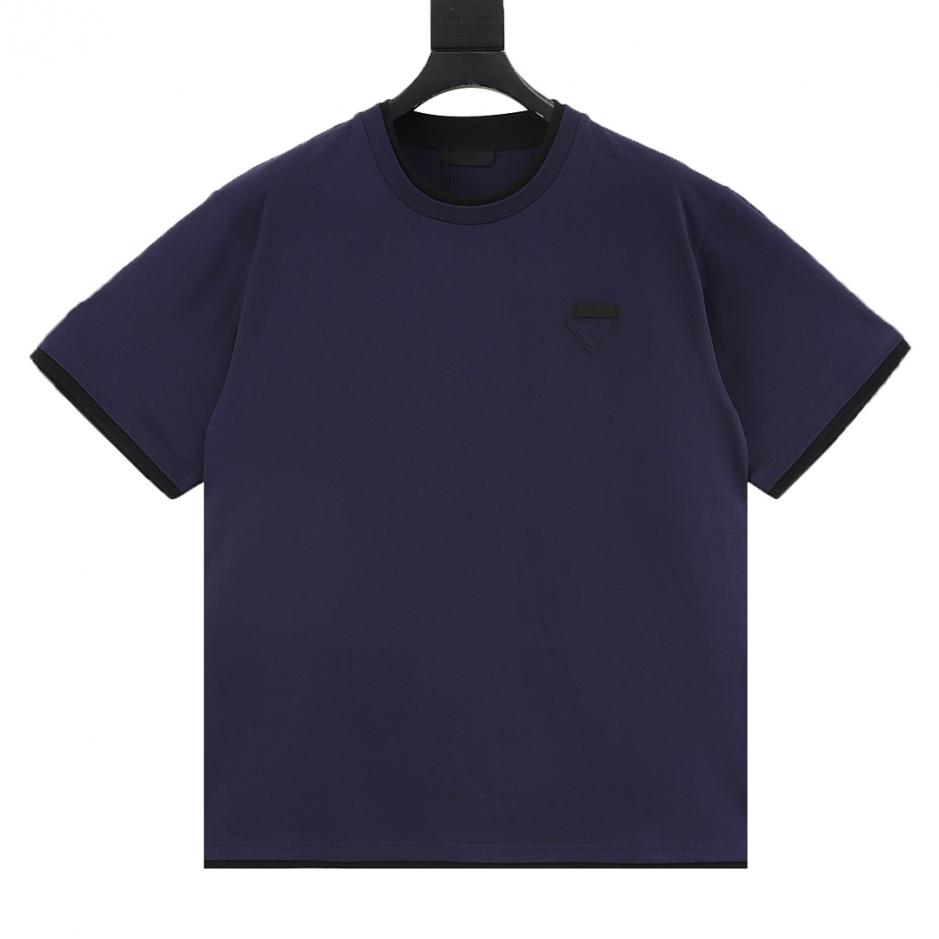 designer,replica,clothing,fake,1:1,lv,luxury,high quality Prada faux two-piece patchwork triangular logo short-sleeved T-shirt (1XTDI) designer,replica,clothing,fake,1:1,lv,luxury,high quality Prada faux two-piece patchwork triangular logo short-sleeved T-shirt (1XTDI)