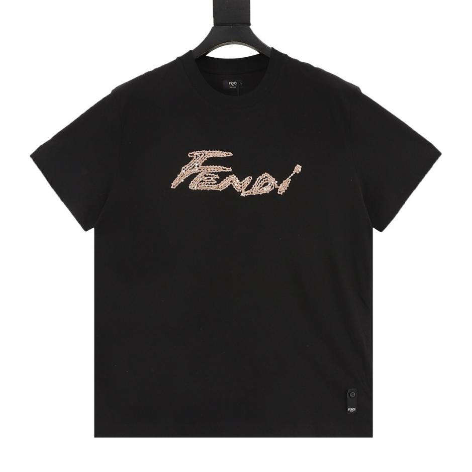 designer,replica,clothing,fake,1:1,lv,luxury,high quality Fendi Heavy-Duty Rose Gold Rhinestone Signature Short-Sleeve T-Shirt (NERO0) designer,replica,clothing,fake,1:1,lv,luxury,high quality Fendi Heavy-Duty Rose Gold Rhinestone Signature Short-Sleeve T-Shirt (NERO0)