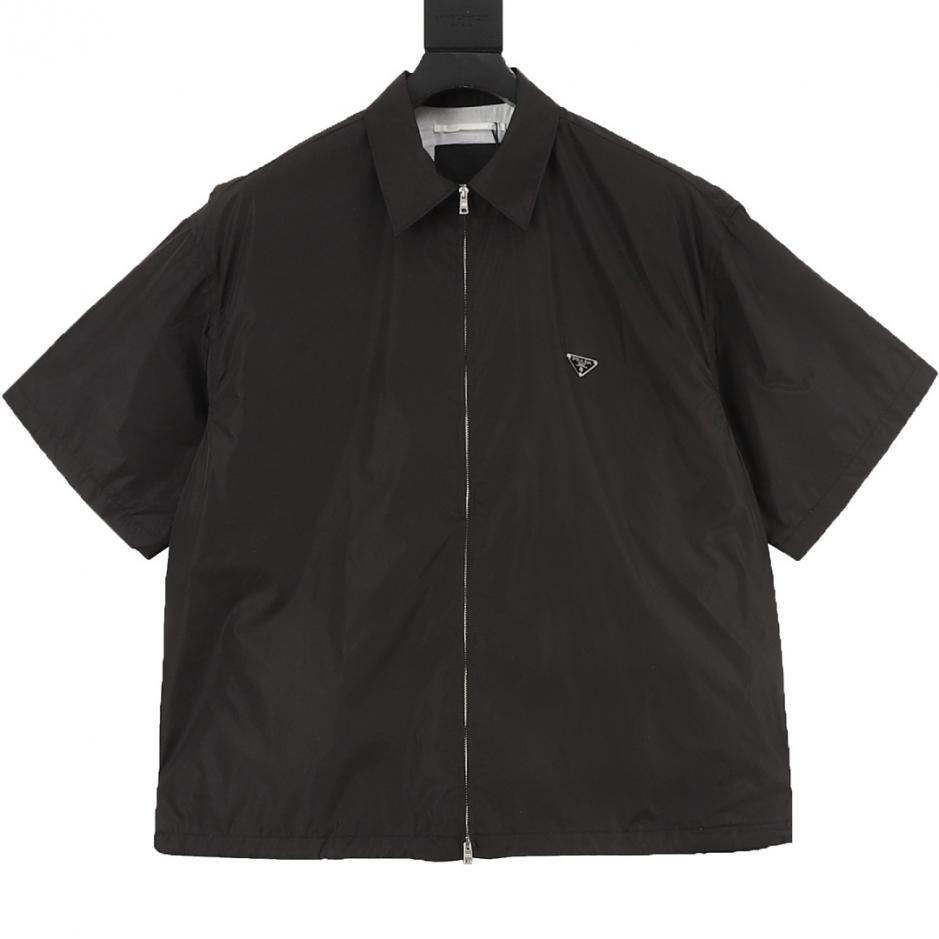 designer,replica,clothing,fake,1:1,lv,luxury,high quality Prada triangle logo zip-up short-sleeved shirt (CB2EJ) designer,replica,clothing,fake,1:1,lv,luxury,high quality Prada triangle logo zip-up short-sleeved shirt (CB2EJ)