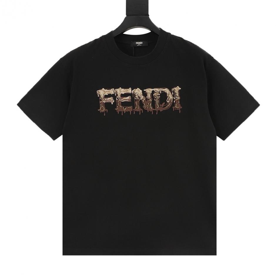 designer,replica,clothing,fake,1:1,lv,luxury,high quality Fendi beaded dissolved letter embroidery short-sleeved T-shirt (ZWA9G) designer,replica,clothing,fake,1:1,lv,luxury,high quality Fendi beaded dissolved letter embroidery short-sleeved T-shirt (ZWA9G)