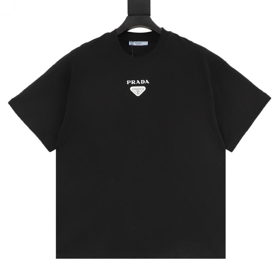 designer,replica,clothing,fake,1:1,lv,luxury,high quality Prada triangular logo print short-sleeved T-shirt (YE9FT) designer,replica,clothing,fake,1:1,lv,luxury,high quality Prada triangular logo print short-sleeved T-shirt (YE9FT)