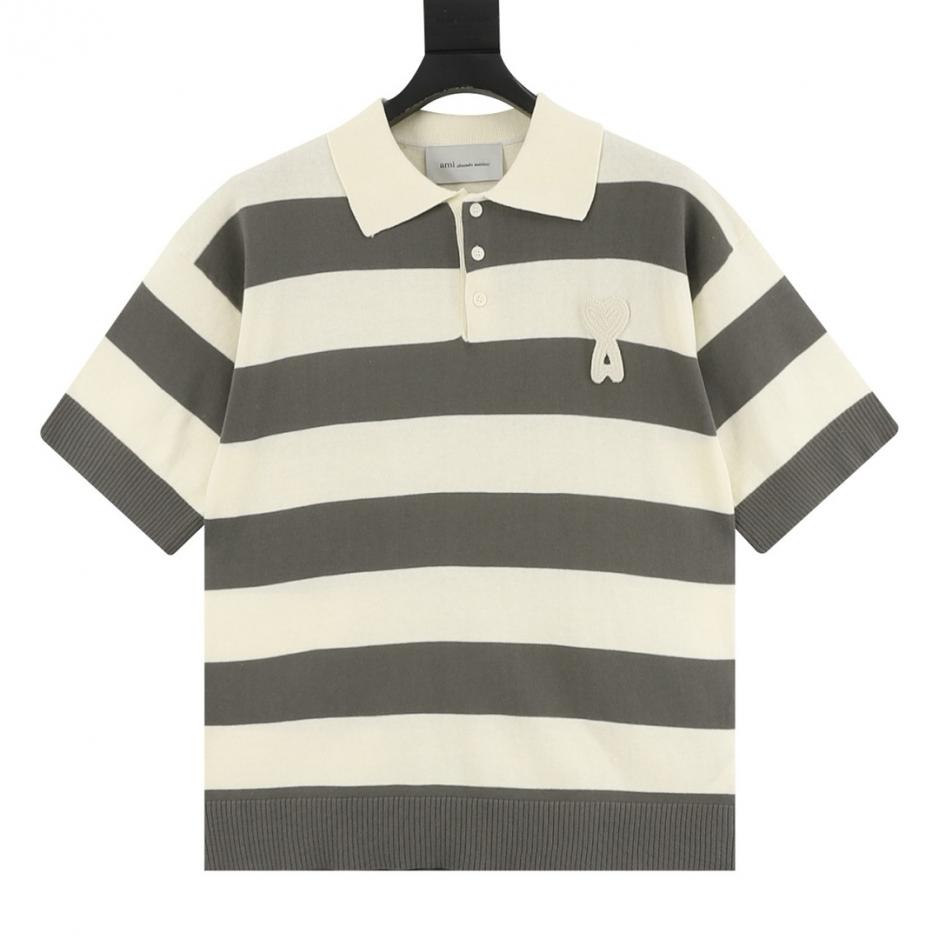 designer,replica,clothing,fake,1:1,lv,luxury,high quality Ami Paris Crocheted ADC Heart Apricot 3D Heart Collar Knit Pullover Color Block Striped Knit Polo Shirt Short Sleeve (UQ87M) designer,replica,clothing,fake,1:1,lv,luxury,high quality Ami Paris Crocheted ADC Heart Apricot 3D Heart Collar Knit Pullover Color Block Striped Knit Polo Shirt Short Sleeve (UQ87M)